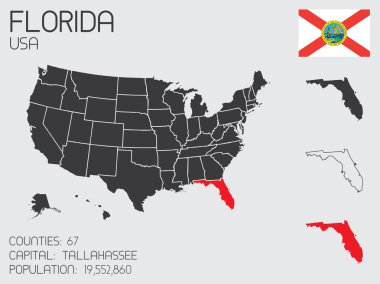 Florida eyaleti için Infographic öğeleri kümesi