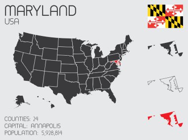 Maryland devlet için Infographic öğeleri kümesi