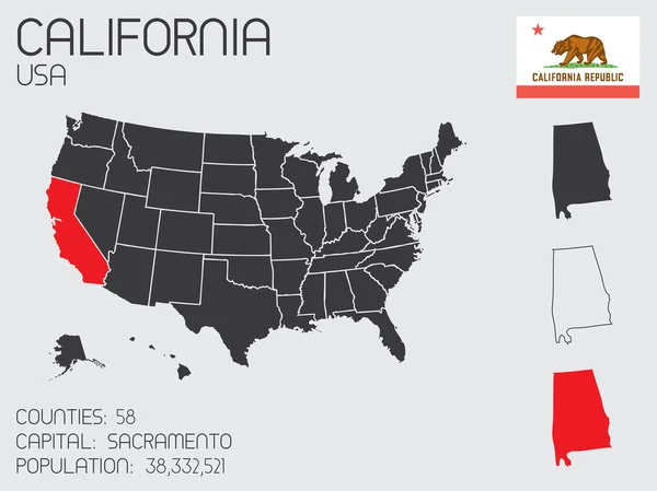 Kaliforniya Eyaleti için Infographic öğeleri kümesi — Stok fotoğraf
