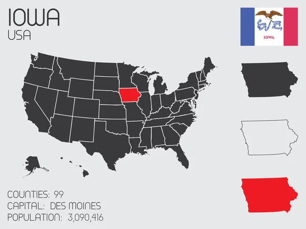 Eine Reihe von infografischen Elementen für den Zustand von iowa — Stockfoto