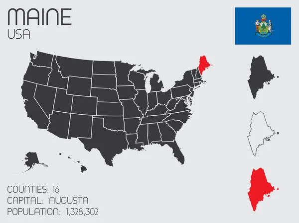 Uppsättning Infographic element för staten Maine — Stockfoto