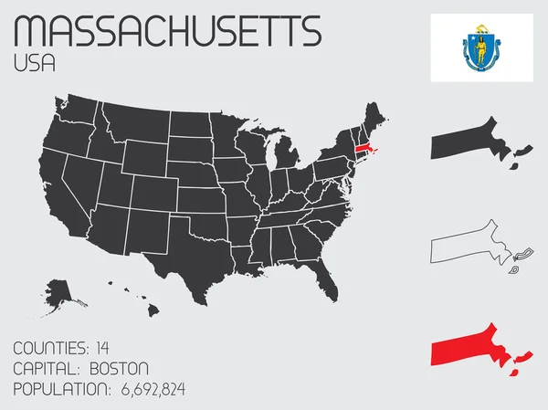 马萨诸塞州的信息图表元素集 — 图库照片