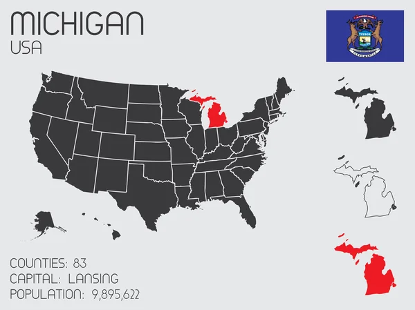 Σύνολο Infographic στοιχείων για την πολιτεία του Michigan — Φωτογραφία Αρχείου