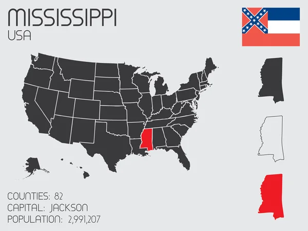 Sada prvků Infographic pro státu Mississippi — Stock fotografie