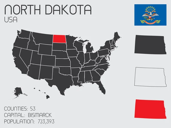 Satz von infographischen Elementen für den Bundesstaat North Dakota — Stockfoto