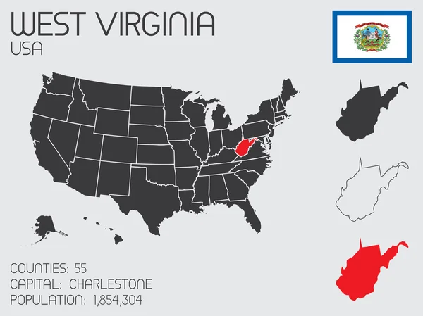 Satz von infographischen Elementen für den Bundesstaat Westvirginia — Stockfoto