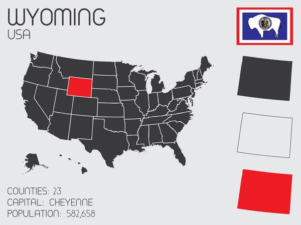 Uppsättning Infographic element för den delstaten Wyoming, USA — Stockfoto