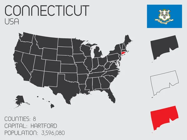 Eine Reihe von infografischen Elementen für den Bundesstaat Connecticut — Stockvektor