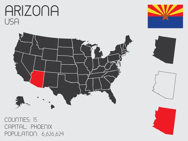 Conjunto de elementos infográficos para el estado de Arizona — Vector de stock