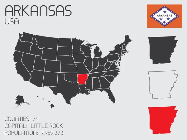 Conjunto de elementos infográficos para o estado do Arkansas — Vetor de Stock