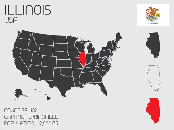 Conjunto de elementos infográficos para el estado de Illinois — Vector de stock