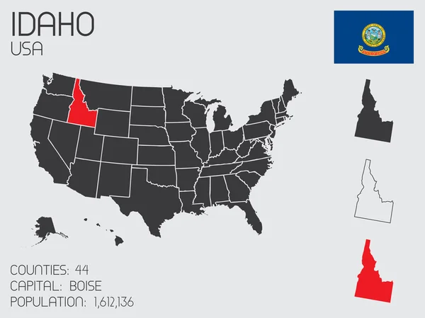 Conjunto de elementos infográficos para el estado de Idaho — Vector de stock