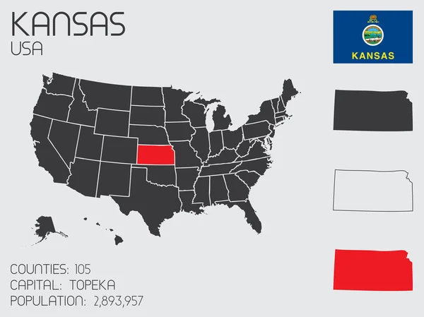 Ensemble d'éléments d'infographie pour l'État du Kansas — Image vectorielle