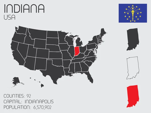 Serie di elementi infografici per lo stato dell'Indiana — Vettoriale Stock