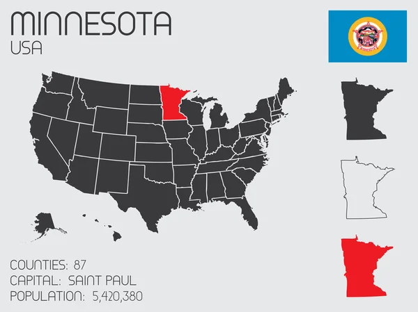 Minnessota の状態のインフォ グラフィック要素のセット — ストックベクタ