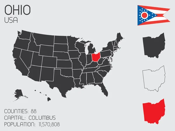 Serie di elementi infografici per lo stato dell'Ohio — Vettoriale Stock