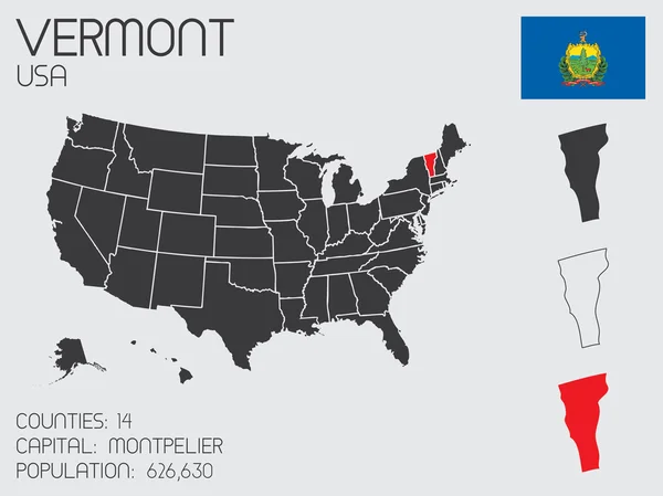 Conjunto de elementos infográficos para o estado de Vermont — Vetor de Stock