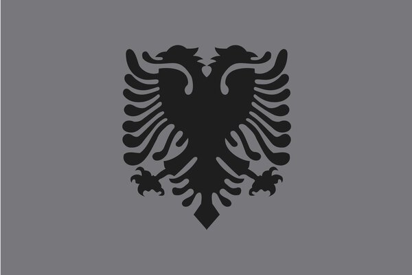 Illustrated grayscale flag of the country of Albania