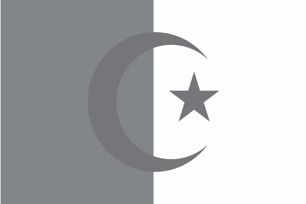 Illustrated grayscale flag of the country of Algeria — Stock Photo, Image