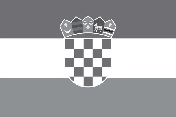 Illusztrált szürkeárnyalatos az ország Horvátország zászlaja — Stock Fotó