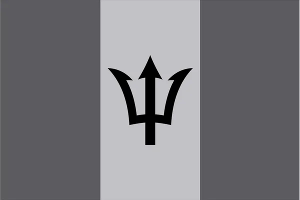 Illusztrált szürkeárnyalatos az ország Barbados zászlaja — Stock Vector