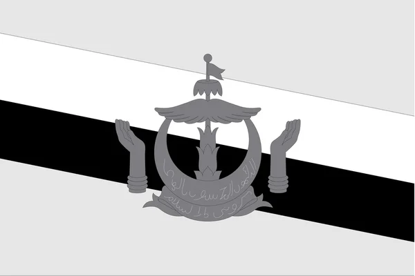 Bandeira ilustrada em tons de cinza do país de Brunei — Vetor de Stock