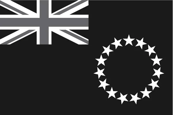 Cook Adaları ülke bayrağı gri tonlamalı resimli — Stok Vektör