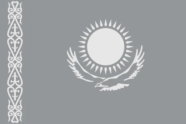 Drapeau illustré en niveaux de gris du pays du Kazakstan — Image vectorielle