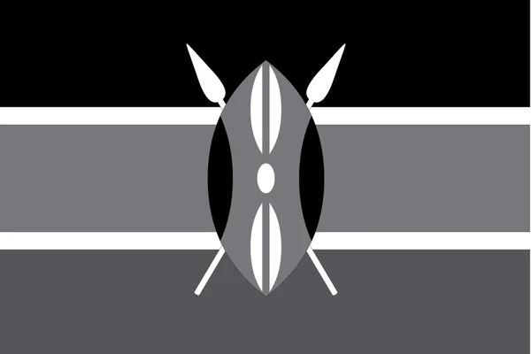 Bendera skala abu-abu yang diilustrasikan dari negara Kenya - Stok Vektor