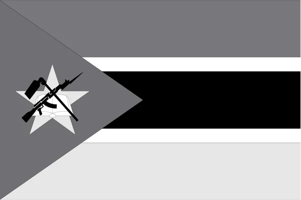 Bandeira ilustrada em tons de cinza do país de Moçambique —  Vetores de Stock