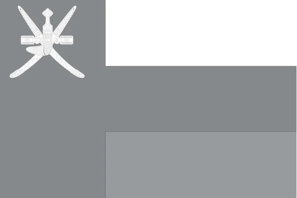 Απεικονίζεται σε κλίμακα του γκρι σημαία της χώρας του Ομάν — Διανυσματικό Αρχείο
