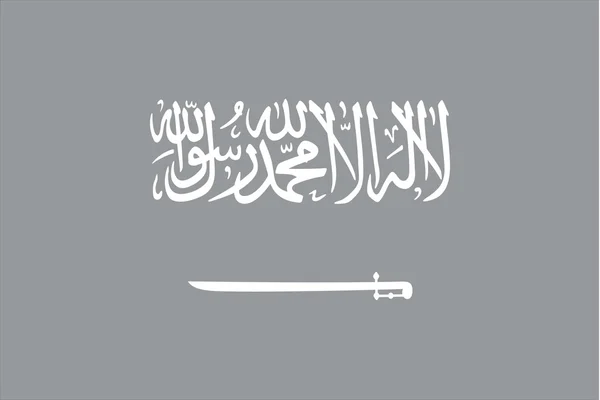 Drapeau illustré en niveaux de gris du pays d'Arabie Saoudite — Image vectorielle