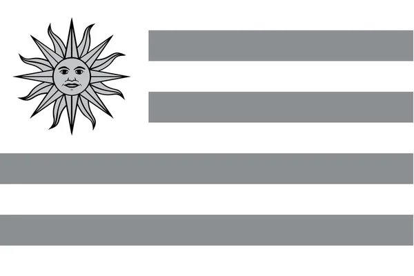 Drapeau illustré en niveaux de gris du pays de l'Uruguay — Image vectorielle