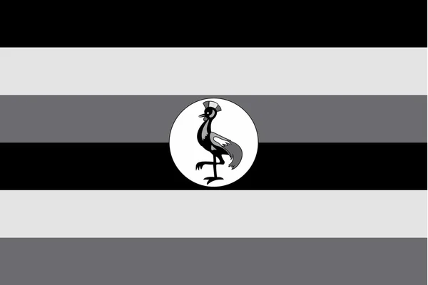 Illustrated grayscale flag of the country of Uganda — Stock Vector
