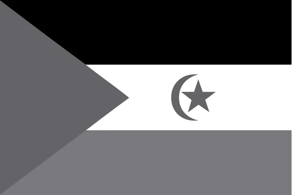 Bandera de escala de grises ilustrada del país de Sáhara Occidental — Vector de stock