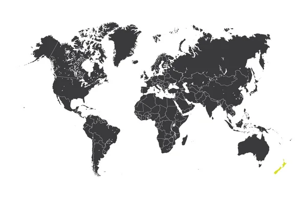 Map of the world with a selected country of New Zealand — Stock Photo, Image
