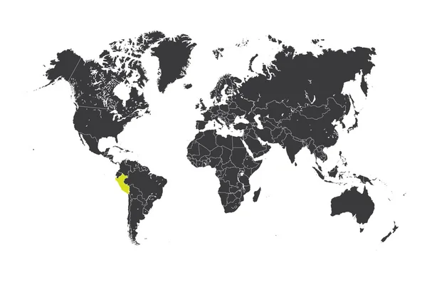 Mappa del mondo con un paese selezionato del Perù — Foto Stock