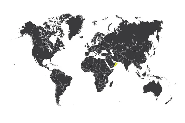 Map of the world with a selected country of Oman — Stock Photo, Image