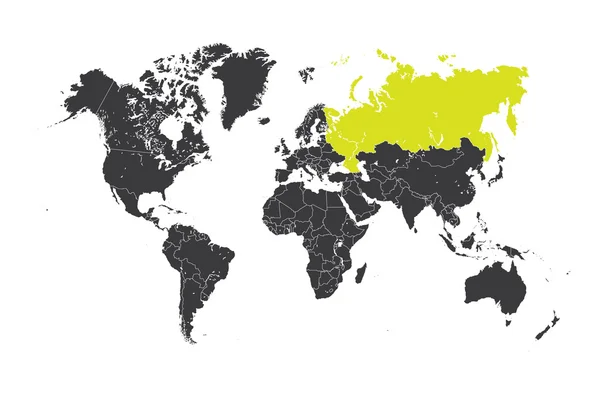 Mapa světa s vybranou zemí Ruska — Stock fotografie