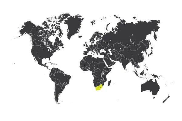 Карта мира с выбранной страной ЮАР — стоковое фото