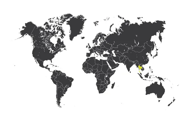 Mapa świata z wybranego kraju, Tajlandia — Zdjęcie stockowe