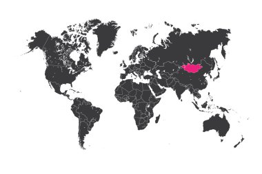 Seçilen ülke Moğolistan ile Dünya Haritası