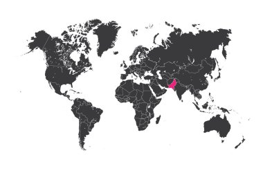 Seçilen ülke Pakistan ile Dünya Haritası