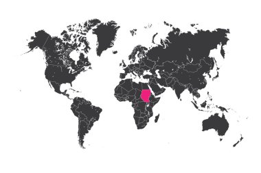 Dünya Haritası sudan seçili bir ülke ile