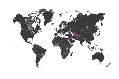 Seçilen ülke Türkmenistan ile Dünya Haritası