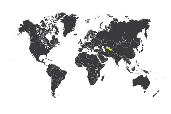 Karta över världen med en valda landet Uzbekistan — Stockfoto