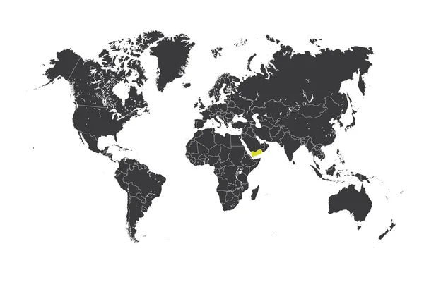 Mapa świata z wybranego kraju, Jemen — Zdjęcie stockowe