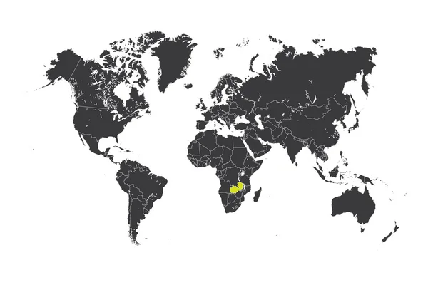Карта мира с выбранной страной Замбии — стоковое фото