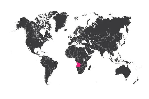 Peta dunia dengan negara terpilih Angola. — Stok Foto