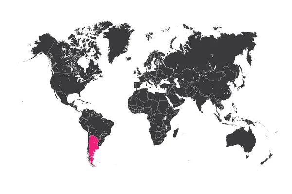 Mapa świata z wybranego kraju, Argentyna — Zdjęcie stockowe